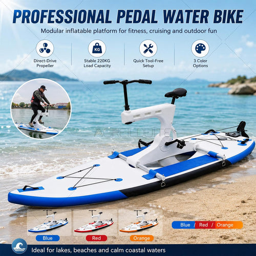 Inflatable Water Bikes for Lake - Pro Pedal Water Bicycle with 485lb Capacity, Quick Setup, Ideal for Family Outings, Beach Trips, Outdoor Water Sports